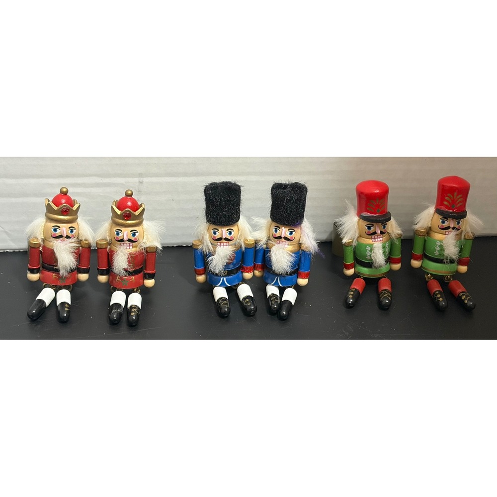 World Market Swinging Nutcracker Napkin Rings Set of 6 Wooden Christmas Soldiers